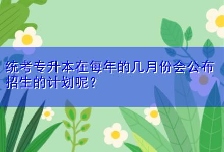 統(tǒng)考專升本在每年的幾月份會(huì)公布招生的計(jì)劃呢？