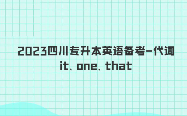2023四川專升本英語備考-代詞it、one、that