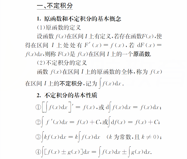專(zhuān)升本高數(shù)不定積分的概念是什么