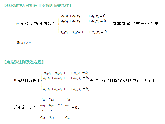 線(xiàn)性方程組解的判別