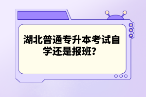 湖北普通專升本考試自學(xué)還是報(bào)班？