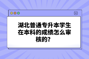 湖北普通專升本學(xué)生在本科的成績怎么審核的？
