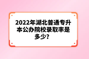 2022年湖北普通專升本公辦院校錄取率是多少？