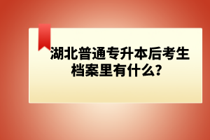 湖北普通專升本后考生檔案里有什么？