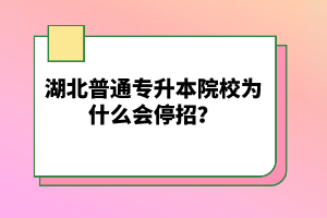 湖北普通專升本院校為什么會(huì)停招？