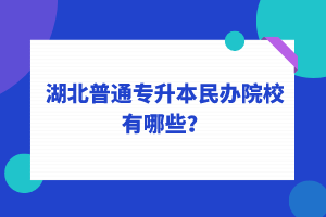 2022年湖北普通專(zhuān)升本民辦院校有哪些？
