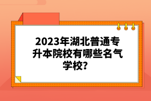 2023年湖北普通專升本院校有哪些名氣學(xué)校？