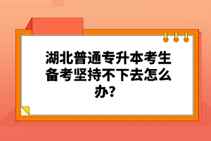 湖北普通專升本考生備考堅(jiān)持不下去怎么辦？