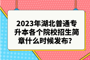 2023年湖北普通專升本各個(gè)院校招生簡章什么時(shí)候發(fā)布？