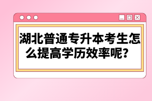 湖北普通專升本考生怎么提高學(xué)歷效率呢？