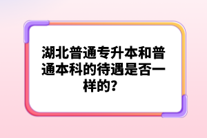 湖北普通專升本和普通本科的待遇是否一樣的？