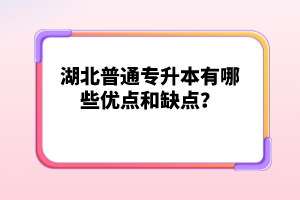 湖北普通專升本有哪些優(yōu)點(diǎn)和缺點(diǎn)？
