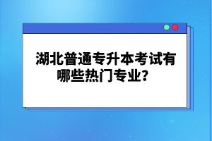 湖北普通專升本考試有哪些熱門專業(yè)？