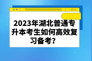 2023年湖北普通專升本考生如何高效復(fù)習(xí)備考？