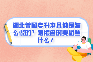 湖北普通專升本具體是怎么做的？剛報(bào)名時(shí)要做些什么？