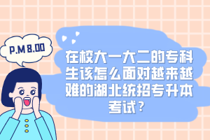 在校大一大二的?？粕撛趺疵鎸?duì)越來越難的湖北統(tǒng)招專升本考試？
