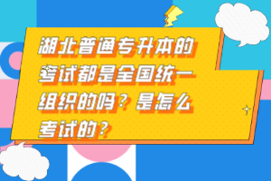 湖北普通專升本的考試都是全國統(tǒng)一組織的嗎？是怎么考試的？