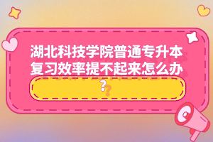 湖北科技學(xué)院普通專升本復(fù)習效率提不起來怎么辦？