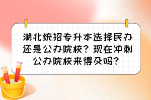 湖北統(tǒng)招專升本選擇民辦還是公辦院校？現(xiàn)在沖刺公辦院校來得及嗎？